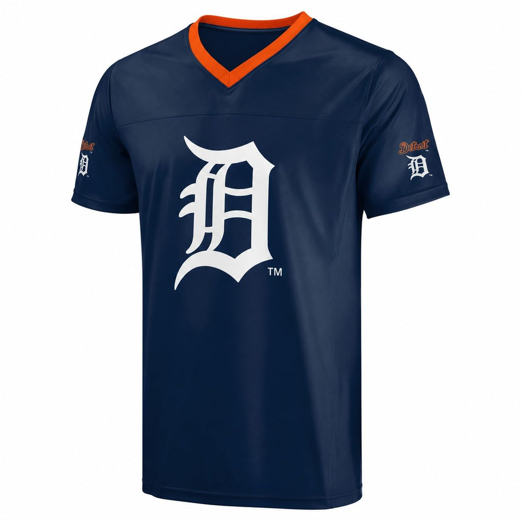 FOCO MLB Men's Officially Licensed Primary Logo Wordmark Ballpark Team Color Baseball Performance V-Neck Top