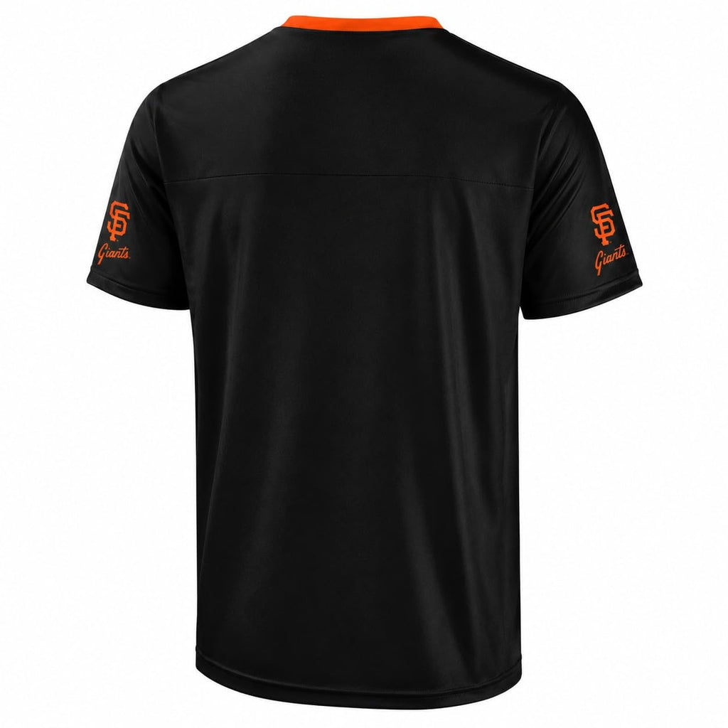 FOCO MLB Men's Officially Licensed Primary Logo Wordmark Ballpark Team Color Baseball Performance V-Neck Top