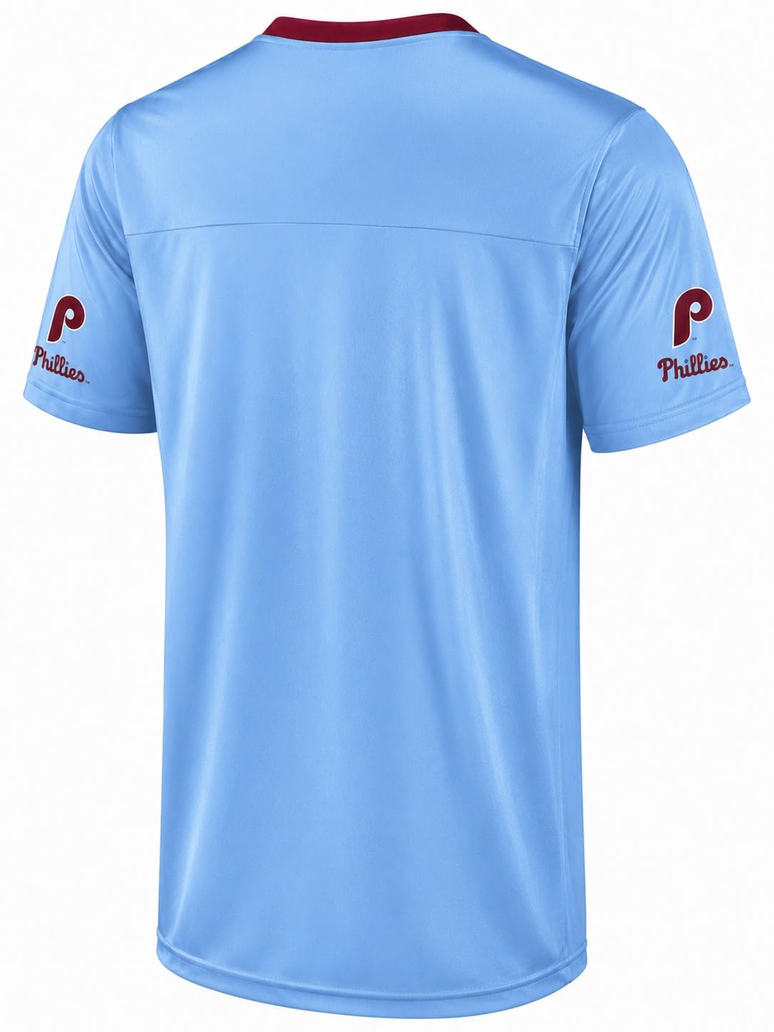 FOCO MLB Men's Officially Licensed Primary Logo Wordmark Ballpark Team Color Baseball Performance V-Neck Top