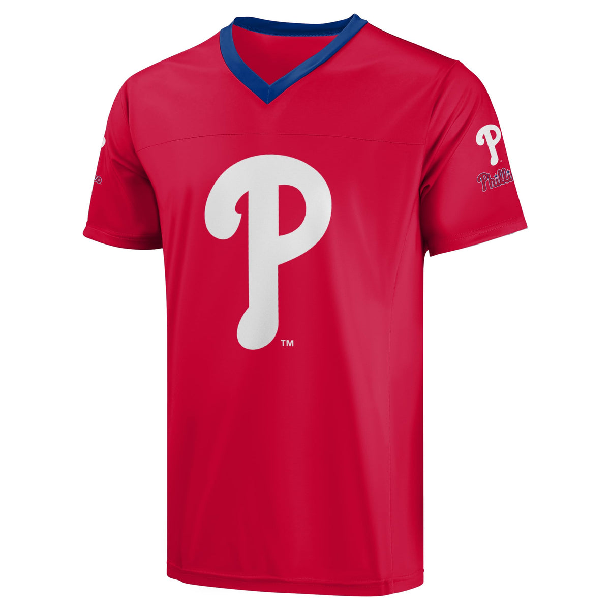 FOCO MLB Men's Officially Licensed Primary Logo Wordmark Ballpark Team Color Baseball Performance V-Neck Top