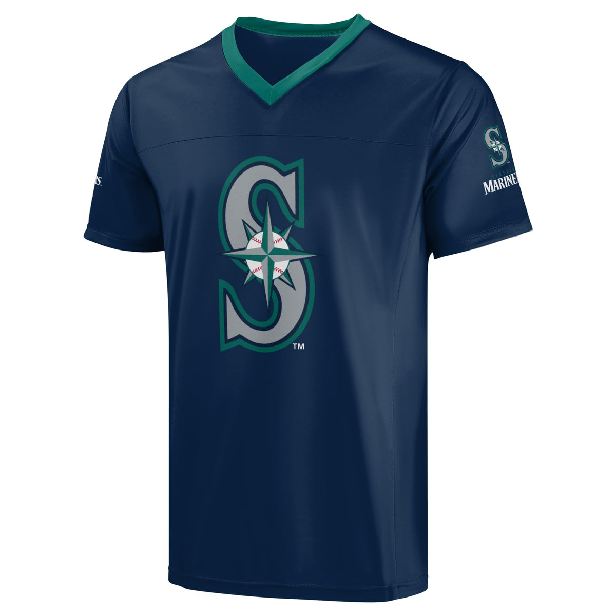 FOCO MLB Men's Officially Licensed Primary Logo Wordmark Ballpark Team Color Baseball Performance V-Neck Top