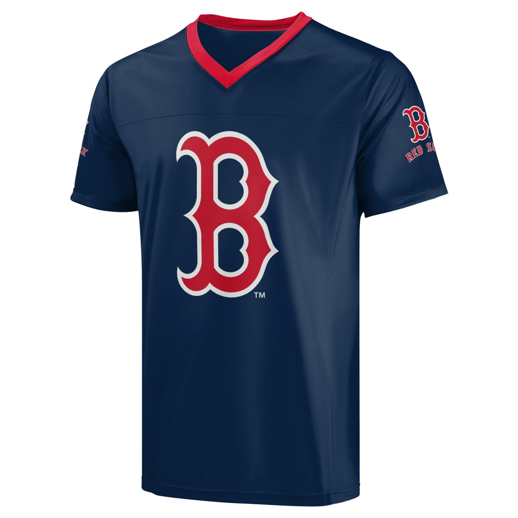 FOCO MLB Men's Officially Licensed Primary Logo Wordmark Ballpark Team Color Baseball Performance V-Neck Top
