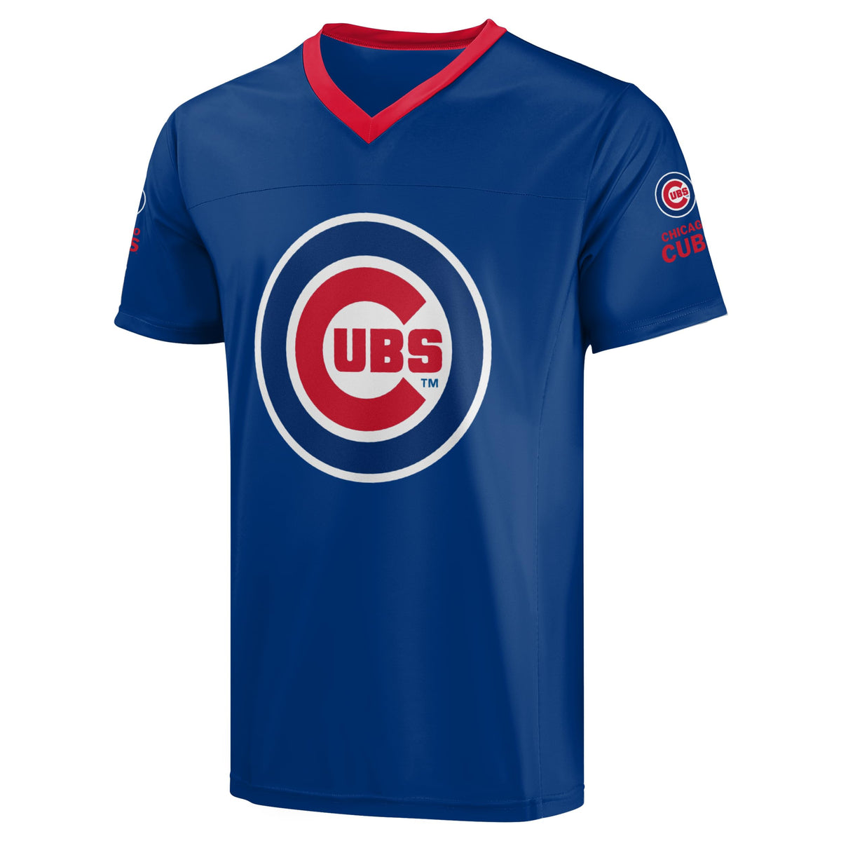 FOCO MLB Men's Officially Licensed Primary Logo Wordmark Ballpark Team Color Baseball Performance V-Neck Top