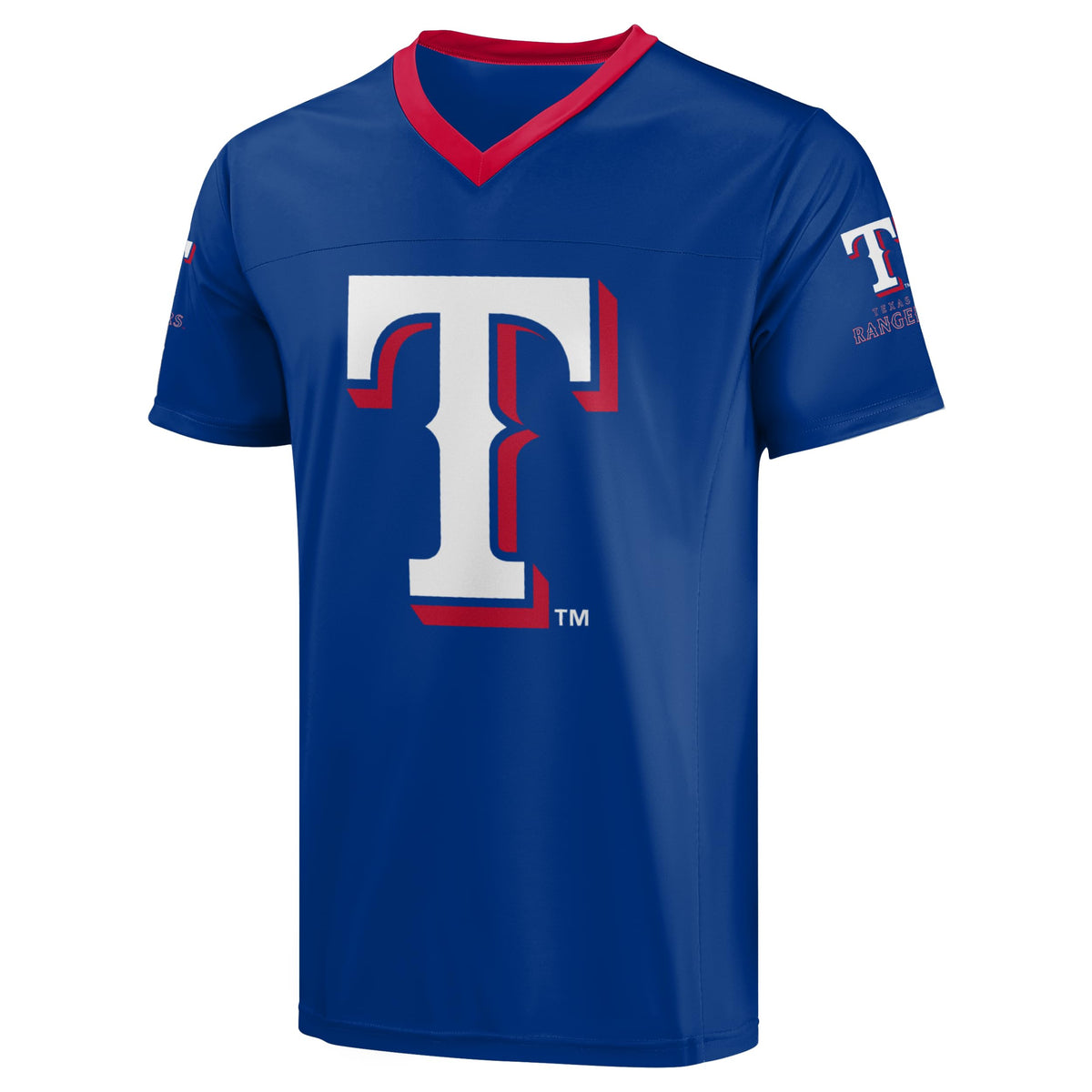 FOCO MLB Men's Officially Licensed Primary Logo Wordmark Ballpark Team Color Baseball Performance V-Neck Top