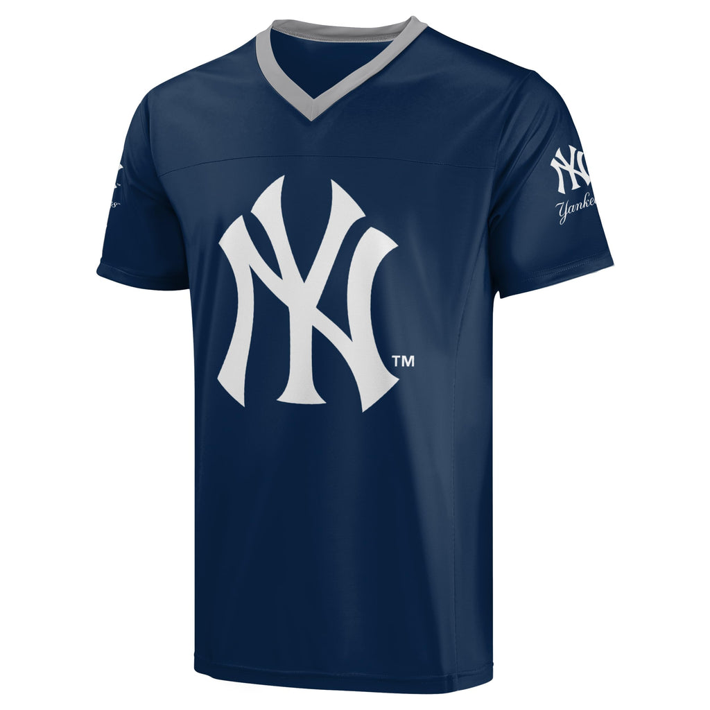 FOCO MLB Men's Officially Licensed Primary Logo Wordmark Ballpark Team Color Baseball Performance V-Neck Top