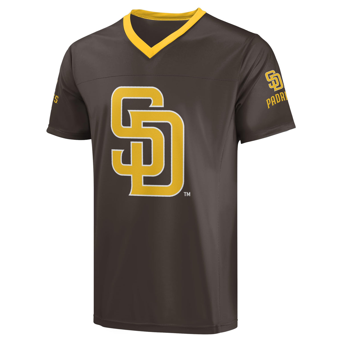 FOCO MLB Men's Officially Licensed Primary Logo Wordmark Ballpark Team Color Baseball Performance V-Neck Top