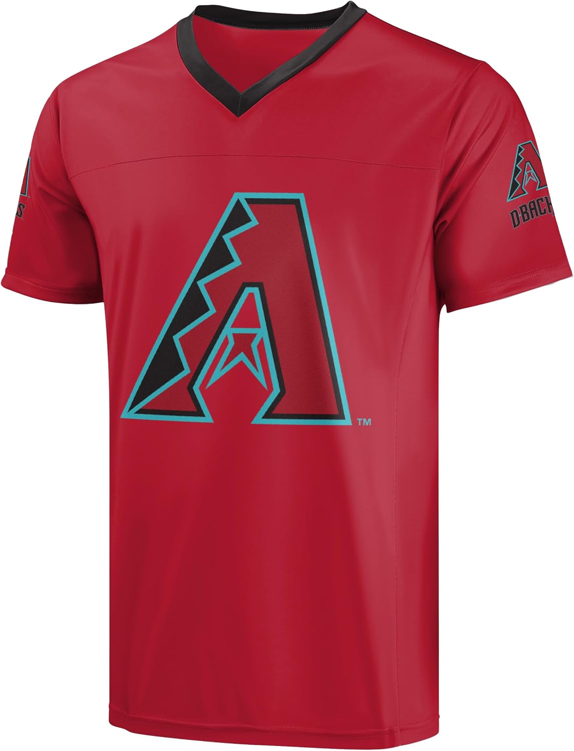 FOCO MLB Men's Officially Licensed Primary Logo Wordmark Ballpark Team Color Baseball Performance V-Neck Top