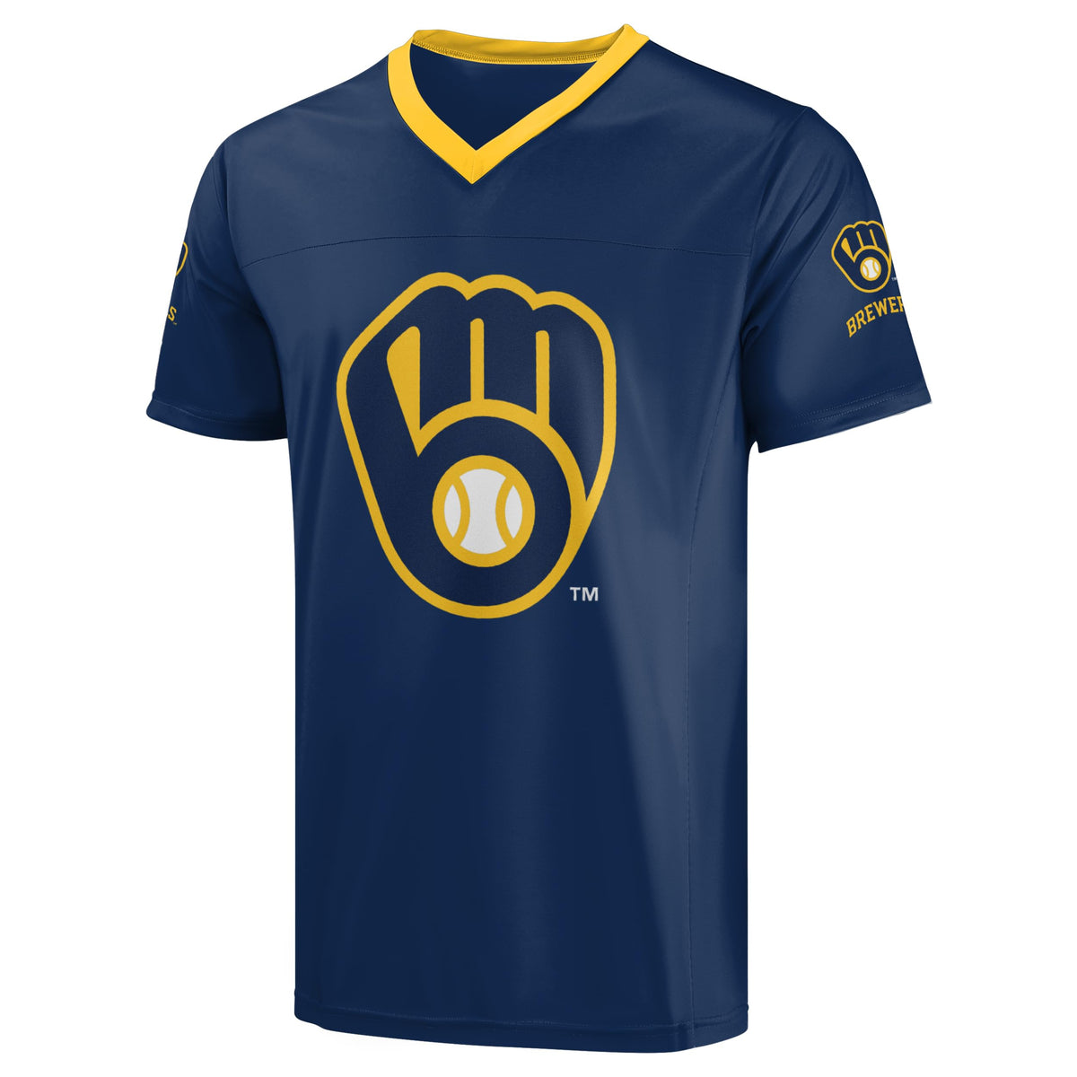 FOCO MLB Men's Officially Licensed Primary Logo Wordmark Ballpark Team Color Baseball Performance V-Neck Top