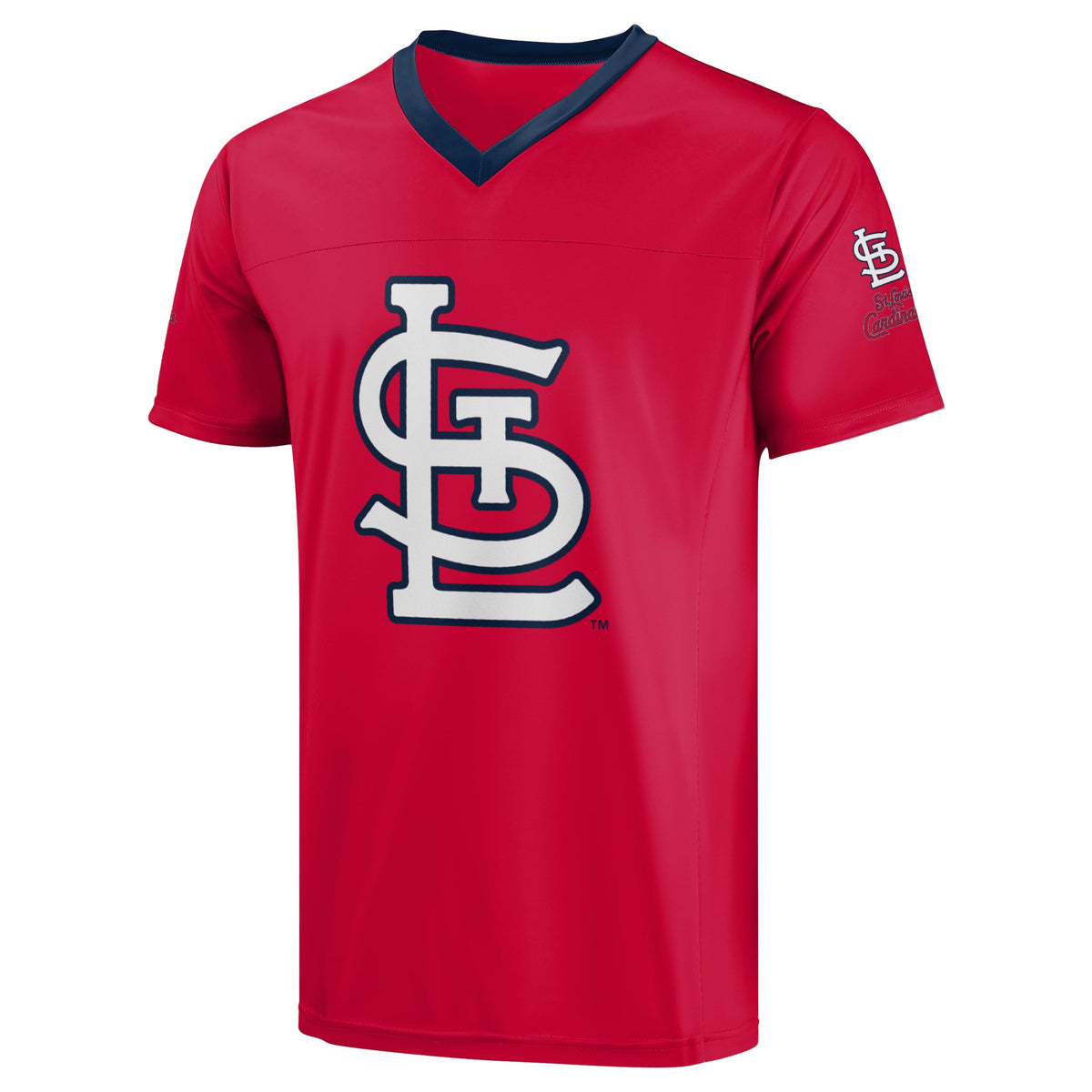 FOCO MLB Men's Officially Licensed Primary Logo Wordmark Ballpark Team Color Baseball Performance V-Neck Top