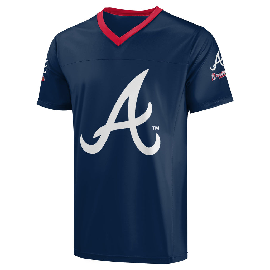 FOCO MLB Men's Officially Licensed Primary Logo Wordmark Ballpark Team Color Baseball Performance V-Neck Top