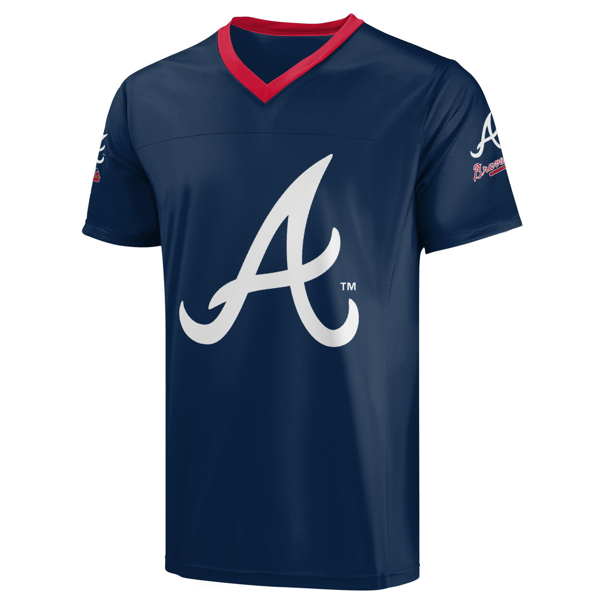 FOCO MLB Men's Officially Licensed Primary Logo Wordmark Ballpark Team Color Baseball Performance V-Neck Top