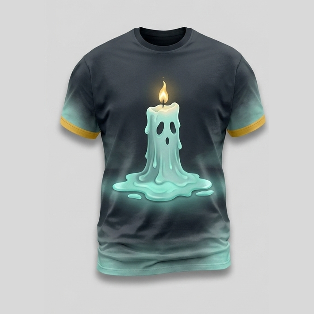 Melting Candle Wax Ghost Entity Aop Tshirt