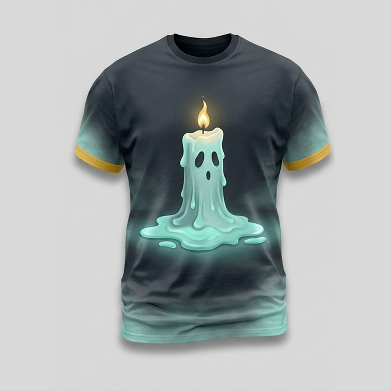 Melting Candle Wax Ghost Entity Aop Tshirt