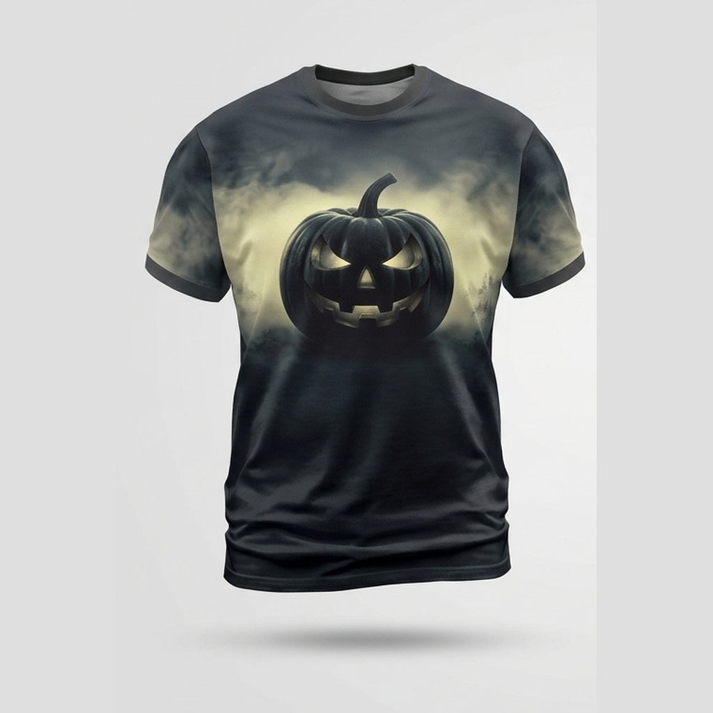 Dark Carved Jack O Lantern Fog Glow Aop Tshirt