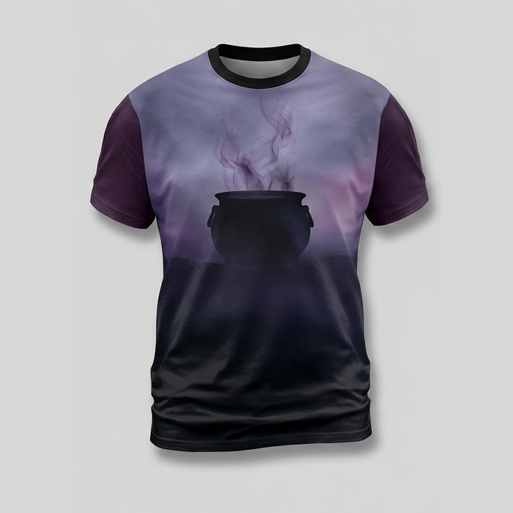 Iron Witch Cauldron Violet Smoke Mist Aop Tshirt