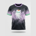 Floating Ghost Cat Pumpkin Hat Lavender Aop Tshirt