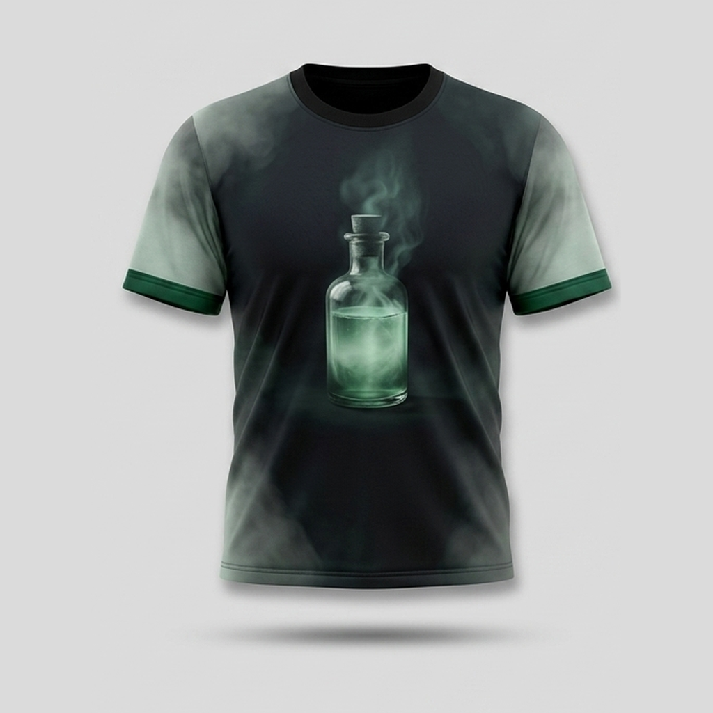 Occult Voodoo Emerald Potion Bottle Aop Tshirt