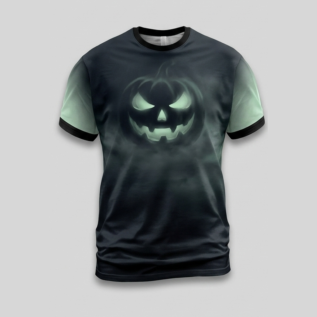 Spectral Green Ghostly Pumpkin Spirit Aop Tshirt