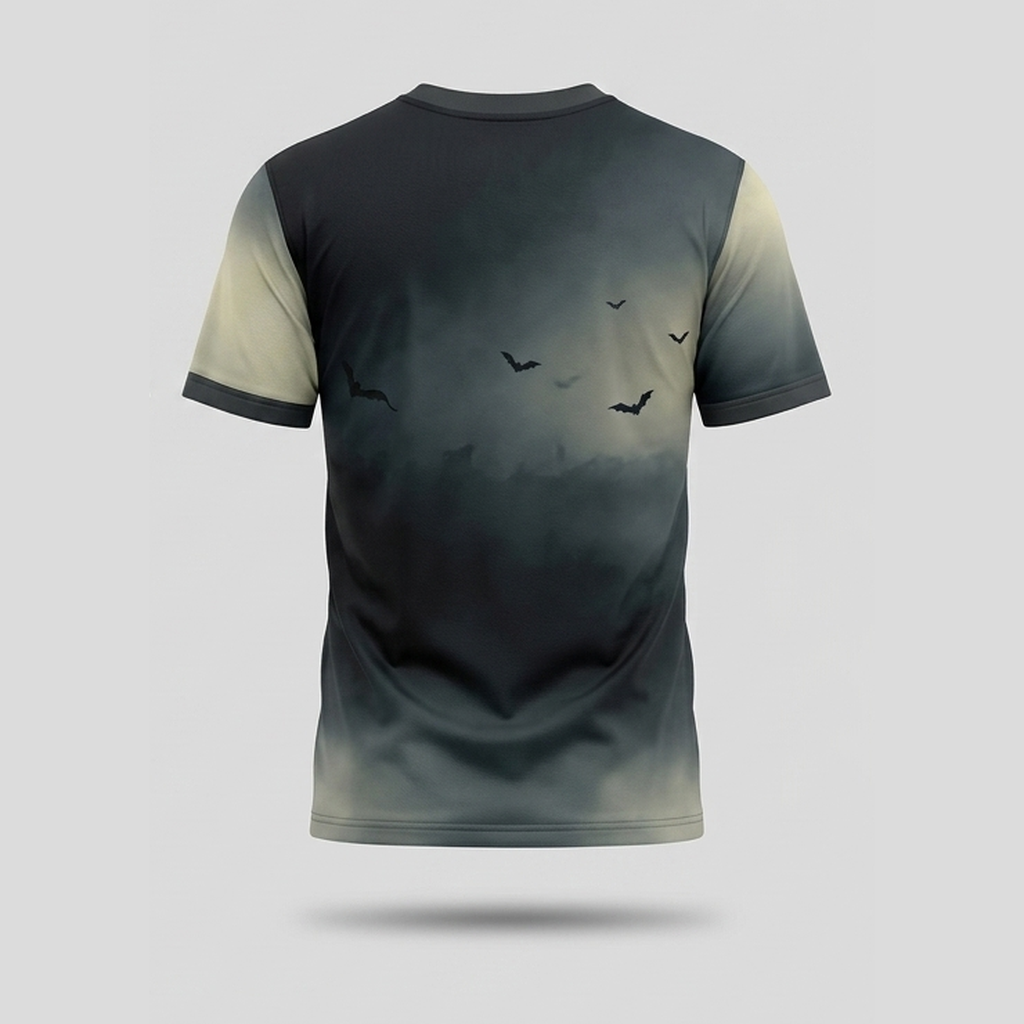Vintage Bat Silhouettes Pale Full Moon Aop Tshirt