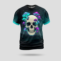 Bioluminescent Neon Mushroom Skull Aop Tshirt