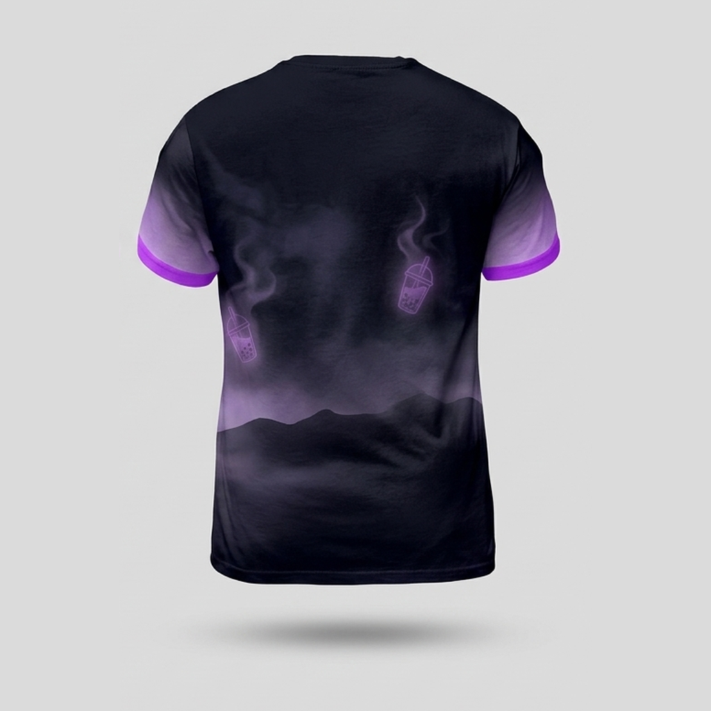 Whimsical Skeleton Neon Purple Boba Tea Aop Tshirt