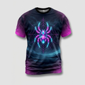 Bioluminescent Neon Crystal Spider Web Aop Tshirt